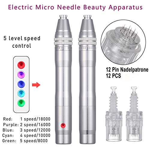 Dermapen Profesional Electrico Titanium Cartuchos Arrugas Estrías Cicatriz de acne Perdida de cabello Inalámbrico Derma Pen 0.25-2.5mm para Facial & Body cuidado de la
