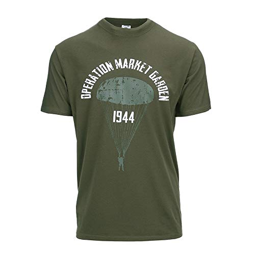 Desconocido Camiseta Militar CLÁSICA con EL Logo OPERACION Market Garden EN Color Verde Oliva Y EN ALGODÓN 100% - S, Verde