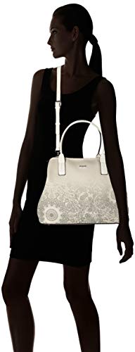 Desigual - Bag Double Gin_holbox Women, Shoppers y bolsos de hombro Mujer, Blanco (Rainy Day), 17x30.5x37 cm (B x H T)