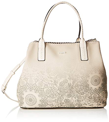 Desigual - Bag Double Gin_holbox Women, Shoppers y bolsos de hombro Mujer, Blanco (Rainy Day), 17x30.5x37 cm (B x H T)