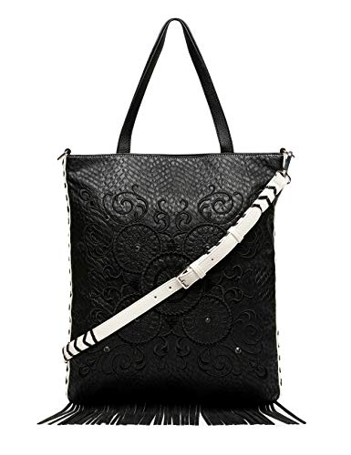 Desigual Bols_Black White Coro - Bolso de mano para mujer, 1 x 40,5 x 36,2 cm, color blanco