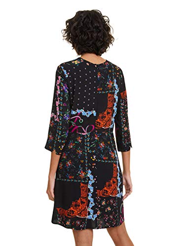 Desigual Dress Leia Vestido, Negro (Negro 2000), 44 para Mujer