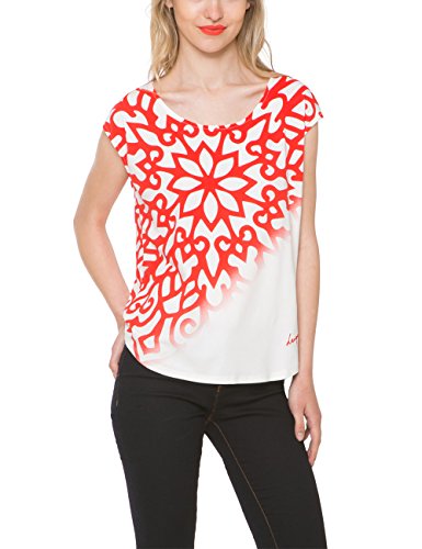 Desigual, KARLA - Camiseta para mujer, Blanco (Tiza), Large