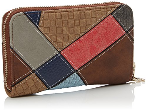 Desigual MONE_MINI ZIP ATLAS, Billetera para Mujer, Marrón (6001), 2x9x15 cm (B x H x T)
