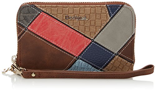 Desigual MONE_MINI ZIP ATLAS, Billetera para Mujer, Marrón (6001), 2x9x15 cm (B x H x T)