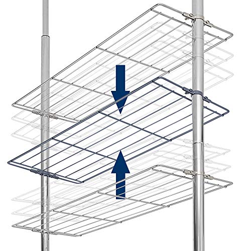 Deuba Estantería telescópica con 3 estantes de Acero Cromado Altura Ajustable 180-270 cm pies Antideslizante Cocina baño