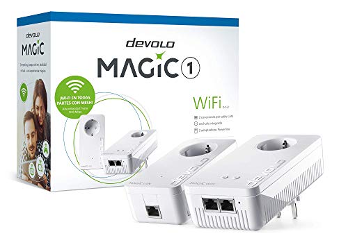 Devolo Magic 1 Wi-Fi - Starter Kit de Powerline para una Red Wi-Fi Fiable a Través de Techos y Paredes Mediante los Cables de Corriente, Conexión en Red Mesh Inteligente, Innovadora Tecnología G.hn