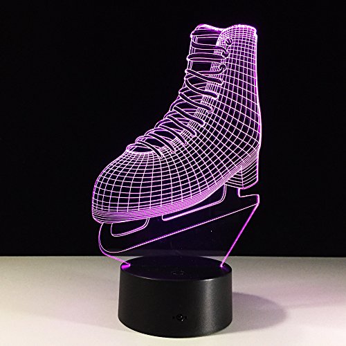 DFDLNL Zapatos de Patinaje Lámpara de visión estéreo 3D 7 Colores Que cambian la lámpara de la atmósfera del Interruptor táctil del USB Dé a niños Juguetes y Regalos