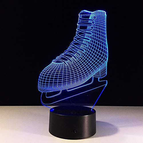 DFDLNL Zapatos de Patinaje Lámpara de visión estéreo 3D 7 Colores Que cambian la lámpara de la atmósfera del Interruptor táctil del USB Dé a niños Juguetes y Regalos