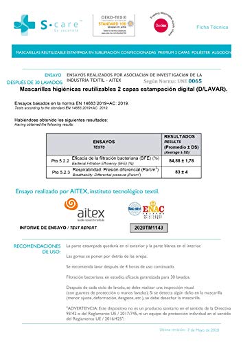 DHestia - Pack 2 Mascarillas Higiénicas Reutilizables, Lavables y Estampadas para Adultos y Niños Unisex (Talla 3 a 7 años, SuperHero)