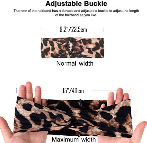 Diadema Animal Print, Diadema de Mujer, Cinta pelo elástica mujer, Diadema Leopardo Tigre Cebra, estampado animal, Turbante, Banda ancha cabello, Nudo cruzado, Yoga Niña, Verano Invierno, 3 PACK