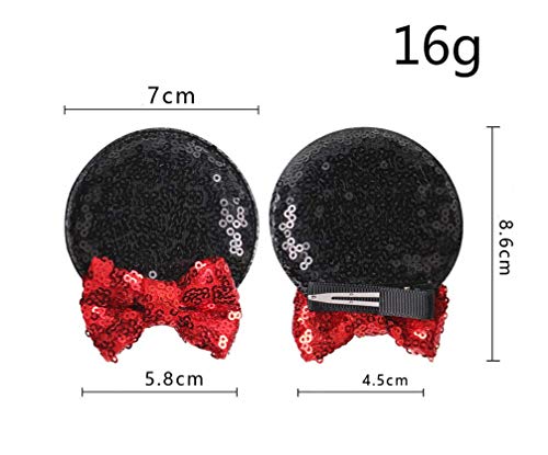 Diadema de orejas de ratón para niñas con orejas de ratón, pasadores de lentejuelas, accesorios para mujeres y niños
