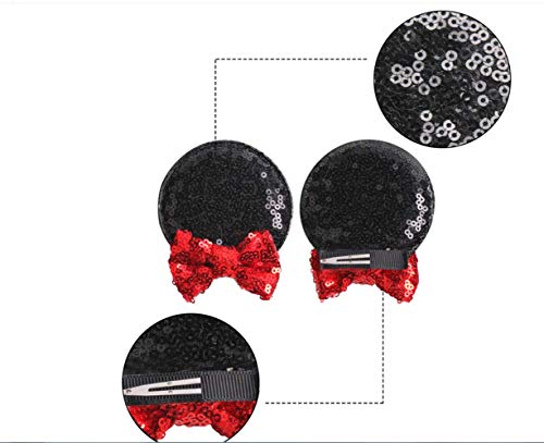 Diadema de orejas de ratón para niñas con orejas de ratón, pasadores de lentejuelas, accesorios para mujeres y niños