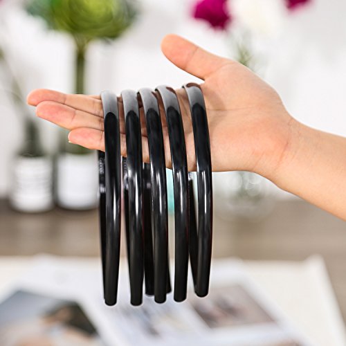 Diadema para el pelo de 10 mm, de plástico negro, lisa, con dientes de plástico, para hacer manualidades, accesorios para el pelo, paquete de 40 unidades