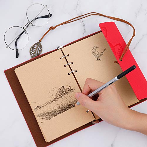 Diario de Viaje Retro Cubierta de Cuero de la PU Cuaderno Agenda con Páginas en Blanco y Colgantes Regalos Originales de Navidad San Valentín Cumpleaños Aniversario Rojo