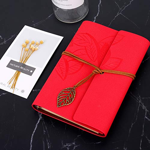 Diario de Viaje Retro Cubierta de Cuero de la PU Cuaderno Agenda con Páginas en Blanco y Colgantes Regalos Originales de Navidad San Valentín Cumpleaños Aniversario Rojo