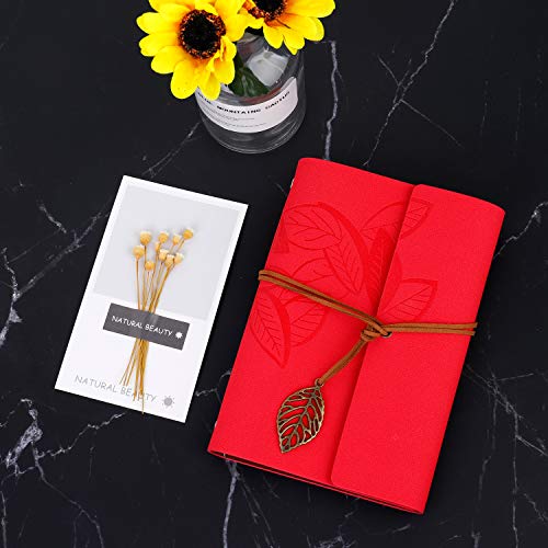 Diario de Viaje Retro Cubierta de Cuero de la PU Cuaderno Agenda con Páginas en Blanco y Colgantes Regalos Originales de Navidad San Valentín Cumpleaños Aniversario Rojo