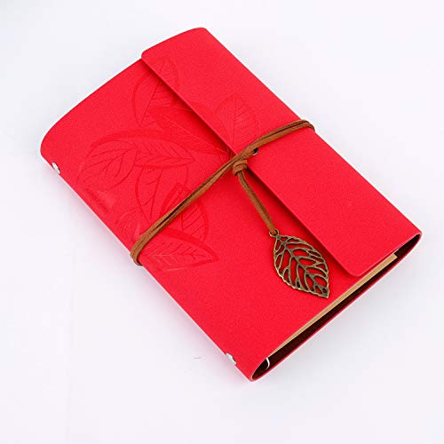 Diario de Viaje Retro Cubierta de Cuero de la PU Cuaderno Agenda con Páginas en Blanco y Colgantes Regalos Originales de Navidad San Valentín Cumpleaños Aniversario Rojo
