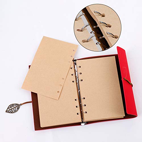 Diario de Viaje Retro Cubierta de Cuero de la PU Cuaderno Agenda con Páginas en Blanco y Colgantes Regalos Originales de Navidad San Valentín Cumpleaños Aniversario Rojo