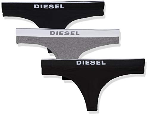 Diesel UFST-STARS-THREEPACK, Tanga para Mujer, Multicolor (Black/Black/Dark Grey Melange E4372/0eauf), 36 (Talla del fabricante: Small), Pack de 3