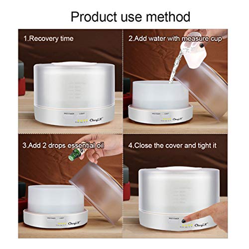 Difusor de Aceite Esencial 500 ml,Purificador/Humidificador de Aire Ultrasónico,Difusor de Aroma - Con Control Remoto - Para la Habitación del Bebé/SPA/Yoga/Masaje/Oficina,Etc