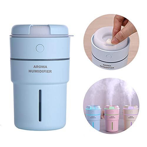 Difusor del Aceite De 320Ml para Los Aceites Esenciales,Humectador,Luz De La Noche del Gradiente De 7 Colores+Extremadamente Tranquilidad+Energía Automática Apagado Y Prevención Seca,Blue