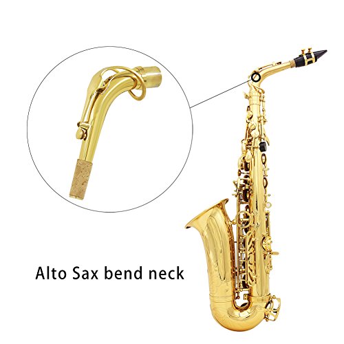 Dilwe Saxofón Alto Sax Bend Neck Material de Latón 24,5 mm con Cork Cuidado Grease Accesorio de Saxofones