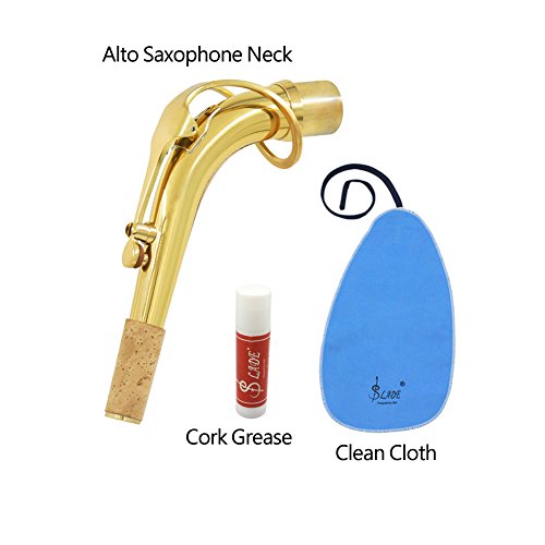 Dilwe Saxofón Alto Sax Bend Neck Material de Latón 24,5 mm con Cork Cuidado Grease Accesorio de Saxofones
