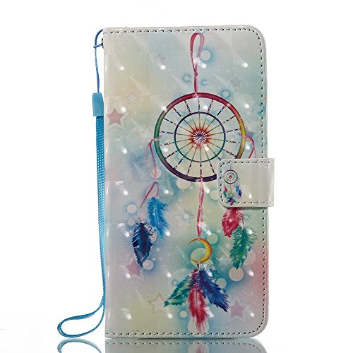 Dingtao-EU Sony Xperia M4 Aqua Funda,3D PU Cuero Cartera de Cuero Funda para Sony Xperia M4 Aqua (Campanas de Viento de Plumas)