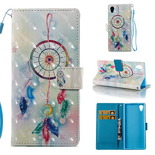 Dingtao-EU Sony Xperia M4 Aqua Funda,3D PU Cuero Cartera de Cuero Funda para Sony Xperia M4 Aqua (Campanas de Viento de Plumas)