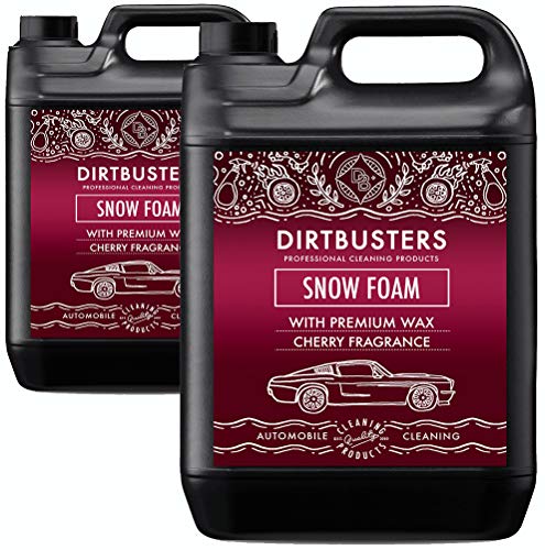 Dirtbusters Champú para coches Snow Snow Foam limpiador con cera de alto brillo y aroma de caramelo de cereza 5L para una limpieza y valetado profesional