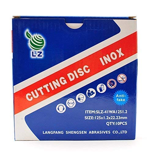 Disco de Corte Metal 125mm x 1mm x 22mm por LZ - pack de 10, para amoladora angular, ULTRA DELGADO, DURADERO, RPM 12200, 80M/S (10)