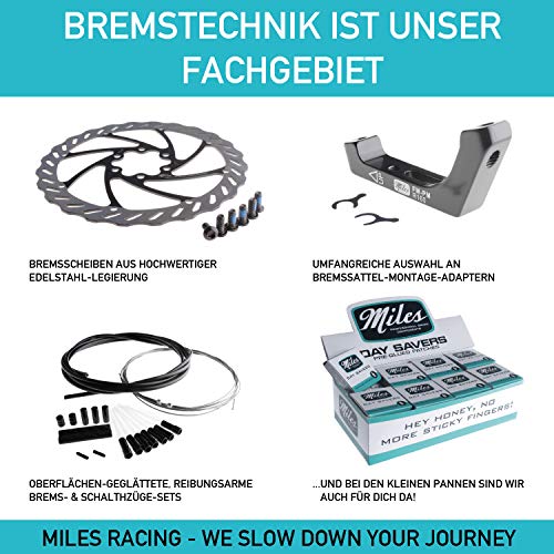 Disco de freno de bicicleta de Miles Racing, de acero inoxidable para usar con pastillas de freno de disco orgánico, semimetálico y sinterizado, tamaño 160 mm, 0.29