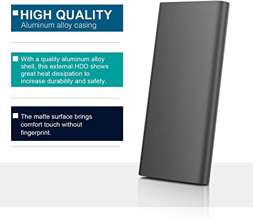 Disco duro externo portátil de 1 TB y 2 TB, disco duro externo ultrafino para PC, Mac, portátil y Smart TV negro 2 tb