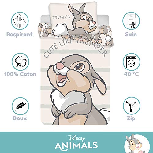 Disney Bambi Klopfer - Juego de cama (2 piezas, 100 x 135 cm, 40 x 60 cm, 100% algodón), diseño de Bambi Klopfer