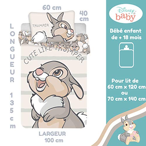 Disney Bambi Klopfer - Juego de cama (2 piezas, 100 x 135 cm, 40 x 60 cm, 100% algodón), diseño de Bambi Klopfer