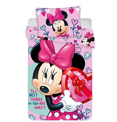 Disney - Juego de Ropa de Cama para bebé (100/135 + 40/60), diseño de Minnie Mouse