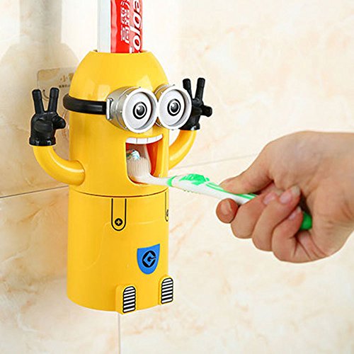 Dispensador automático de pasta de dientes con soporte para cepillos, diseño de Minion de la película "Gru, mi villano favorito"
