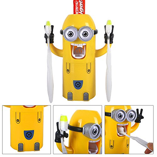 Dispensador automático de pasta de dientes con soporte para cepillos, diseño de Minion de la película "Gru, mi villano favorito"