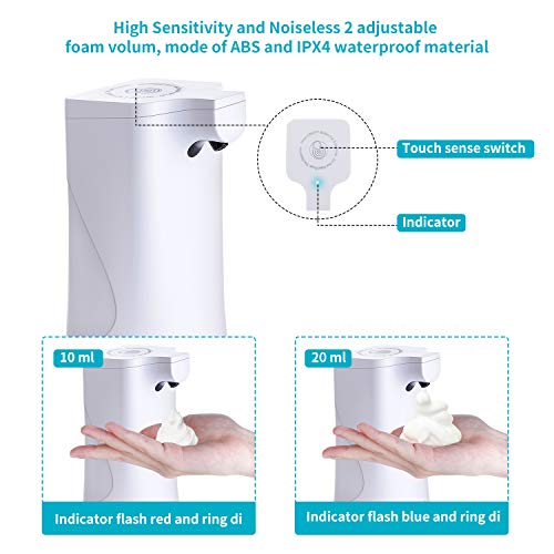 Dispensador Automático, Dispensador de Jabón USB Recargable de 350 ml con Sensor de Infrarrojos, Equipado con Toallas Especiales y Soporte de Pared Dispensador Jabon