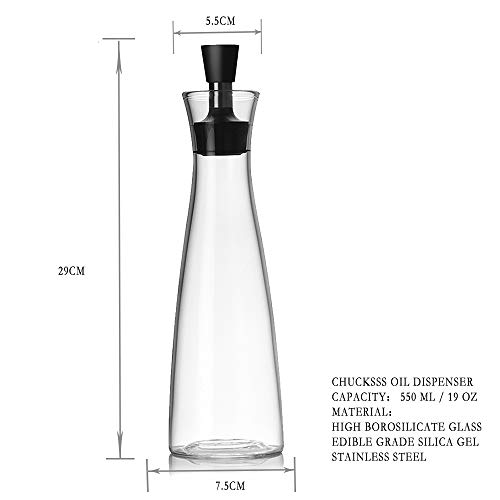 Dispensador De Aceite De Oliva.Botellas De Vidrio Y Vertedor Vertedor Para Cocina,Crucero / Decantador De Aceite Y Vinagre,Con Caño Tapado Sin Goteo,Contenedor De Condimento Líquido 550ML