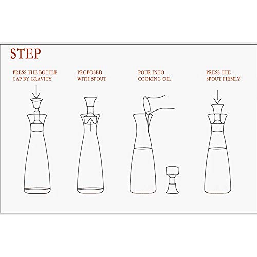 Dispensador De Aceite De Oliva.Botellas De Vidrio Y Vertedor Vertedor Para Cocina,Crucero / Decantador De Aceite Y Vinagre,Con Caño Tapado Sin Goteo,Contenedor De Condimento Líquido 550ML