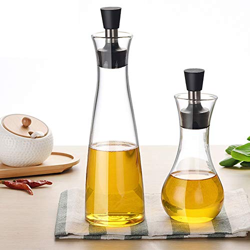 Dispensador De Aceite De Oliva.Botellas De Vidrio Y Vertedor Vertedor Para Cocina,Crucero / Decantador De Aceite Y Vinagre,Con Caño Tapado Sin Goteo,Contenedor De Condimento Líquido 550ML