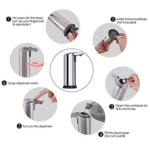 Dispensador Jabón Automático, Dosificador Gel Hidroalcohólico Automatico, Sensor de Movimiento por Infrarrojos, Base Impermeable, Baño Apropiado, Cocinas, Hotel, Restaurante