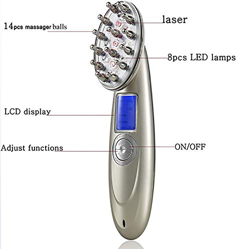Dispositivo para el tratamiento de la pérdida del cabello, láser + terapia con luz LED, cepillo para el nuevo crecimiento del cabello, masajeador anti de la cabeza para la pérdida del cabello