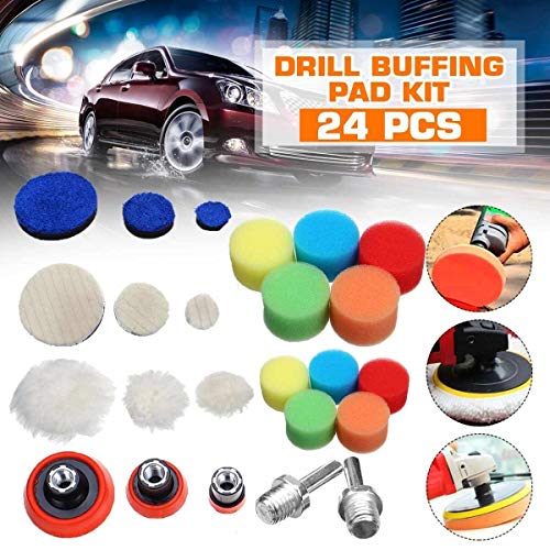 DIY 24pcs / Set de vagones for pulir 1/2/3 Pulgadas Esponja de Pulido depilación con Cera del Coche del Barco Polaco Buffer Perforar la Rueda pulidora Elimina los arañazos Mantenimiento