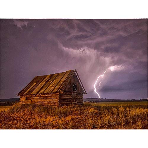 DIY 5D Kits de Pintura de Diamantes Rayo y cabina Taladro Completo Crystal Rhinestone Adultos Bordado Diamond Painting Punto Cruz Imagen Artesanía Para el Hogar Decoración Pared Regalo 40x50cm