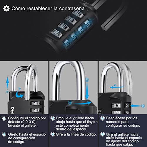 Diyife Candado De Combinación, [Paquete De 2] Cerradura De Combinación De 4 Dígitos, Candado para El Casillero del Gimnasio Escolar, Archivadores, Caja De Herramientas,Cerca, Cerrojo, Etc. (Negro)