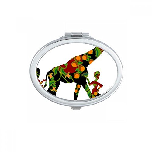 DIYthinker Aborigen Africano Negro Mujeres Jirafa Oval Maquillaje Compacto Espejo de Bolsillo portátil pequeño Linda Mano Espejos Regalo