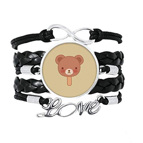 DIYthinker Oso de Dibujos Animados de Helados de paletas Pulsera de Amor Adorno de Cuero Torcido Hilo de muñeca